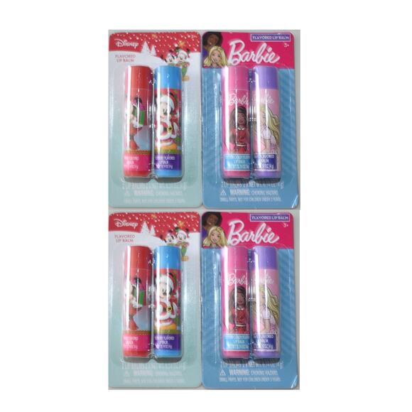 4 - 2 Pack Disney Mickey Minnie Mouse Barbie Lip Balm Cherry Blueberry Grape - Picture 1 of 1